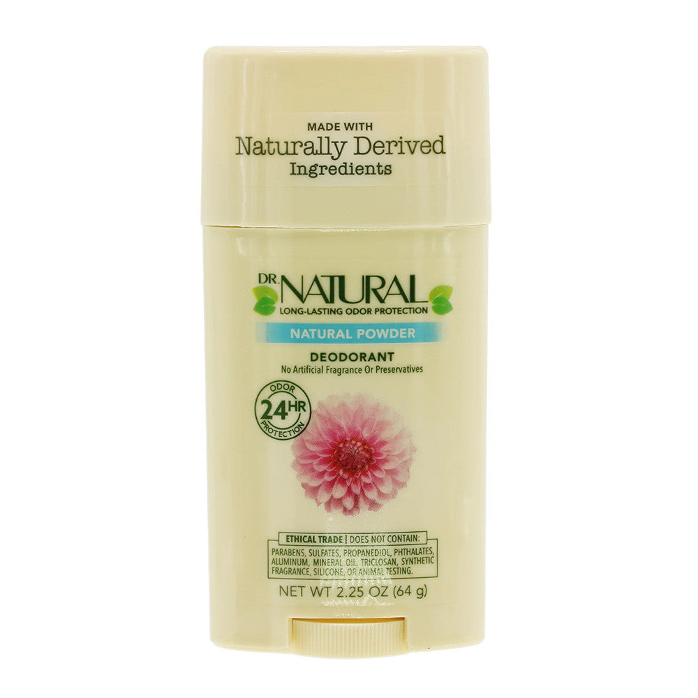 Dr Natural Deodorant Stick, Natural Powder, 2.25 Oz